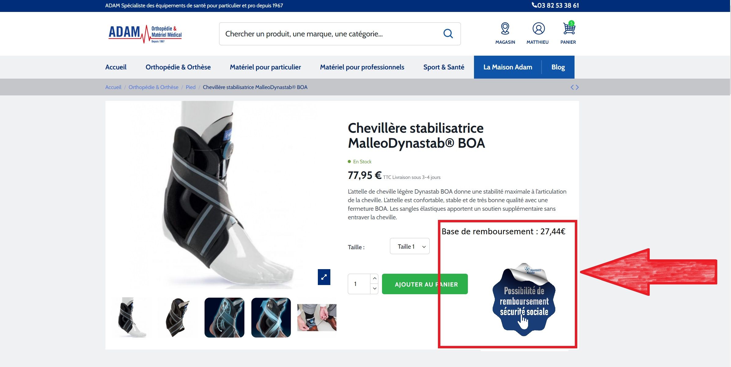  IDENTIFIER LES PRODUITS DISPOSANT D’UNE PRISE EN CHARGE PAR LA SÉCURITÉ SOCIALE sur le site DAM Orthopédie et Matériel Médical